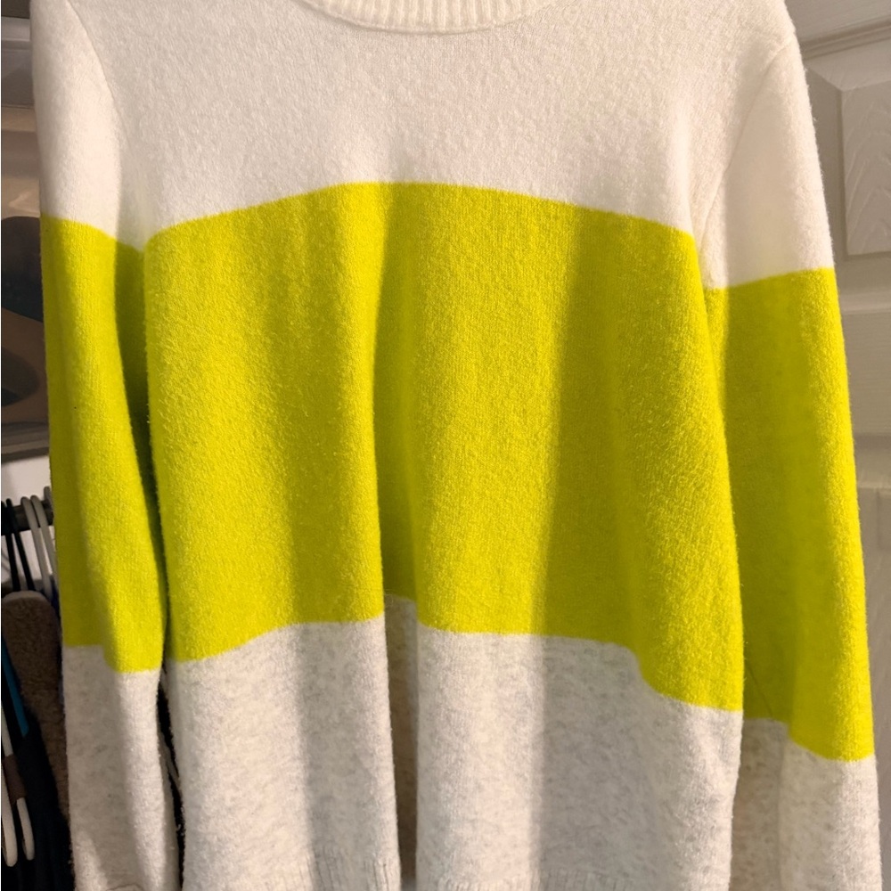 J. Crew White, Yellow, and Gray Sweater